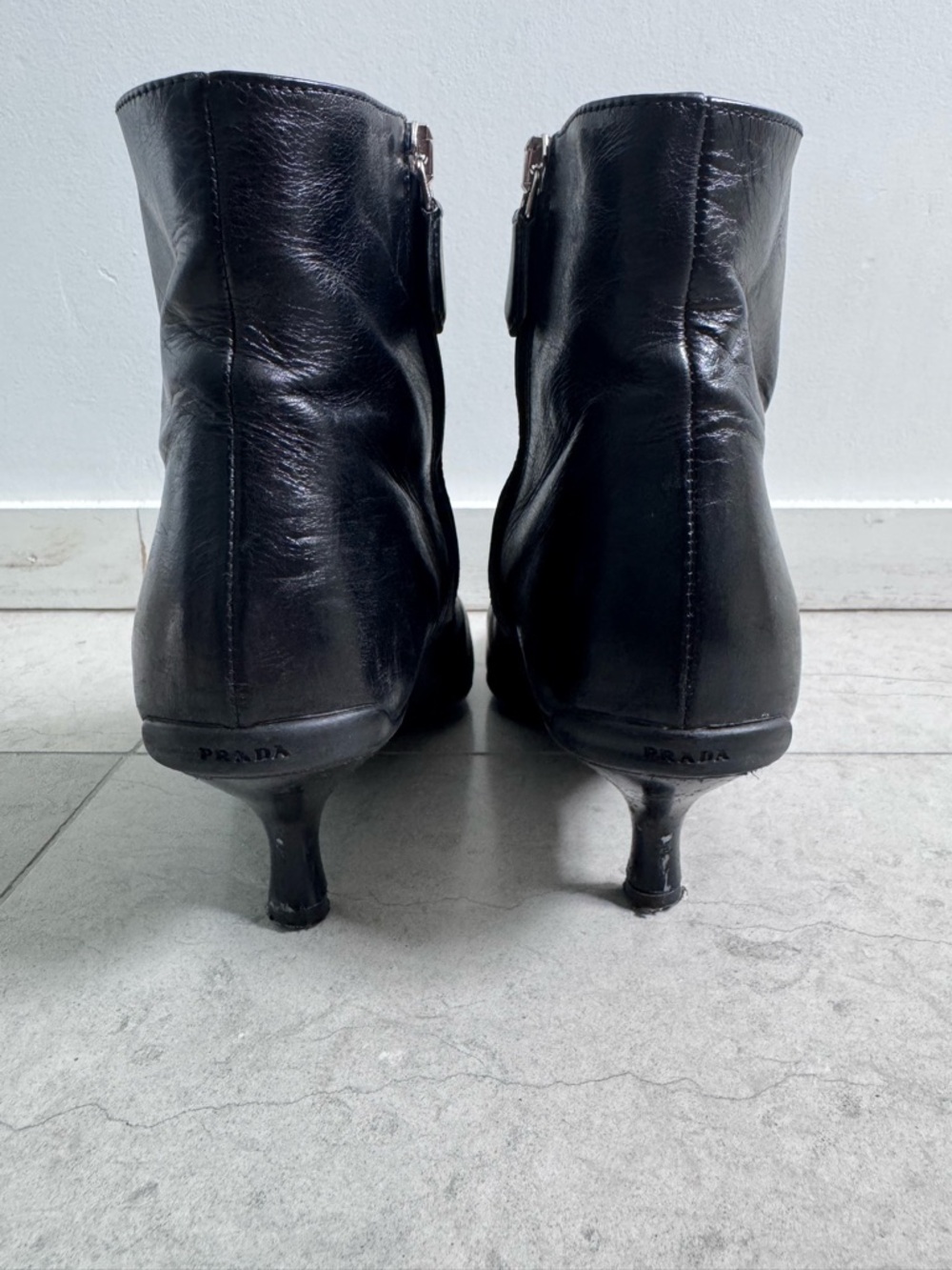 Prada Black Pointed Toe Ankle Boots size IT 37 - Picture 5 of 17